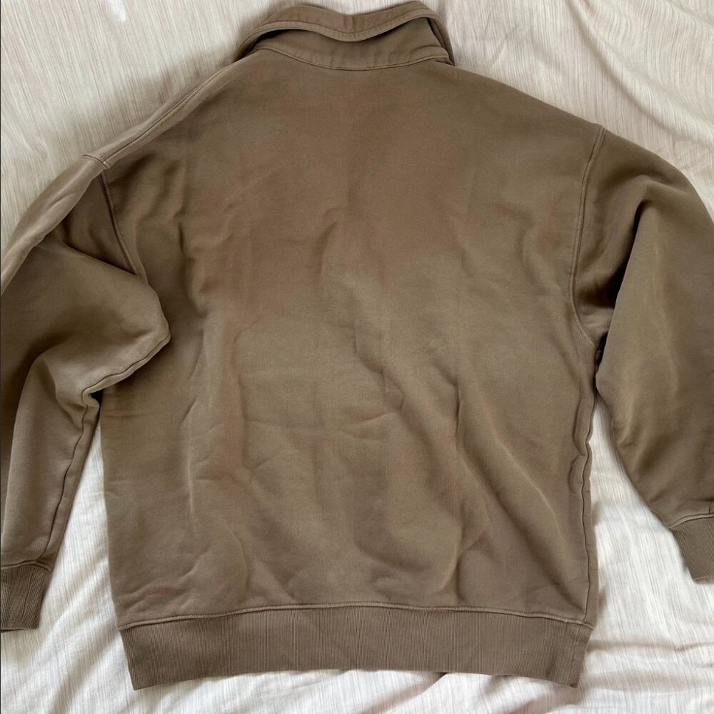 Aritzia TNA Cozy Fleece Boyfriend Fit Button Collar Pullover Medium - Picture 3 of 7